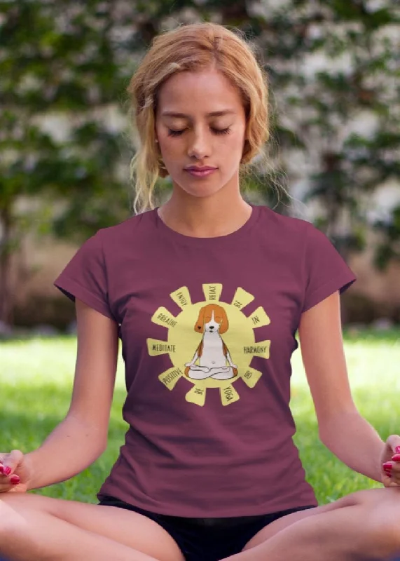 women's chiffon tunics -Dog Yoga Women Half Sleeve T-Shirt