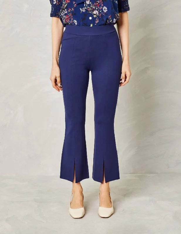 trendy flared trousers for women -Josie Pant Ponti De Roma In Naval Academy