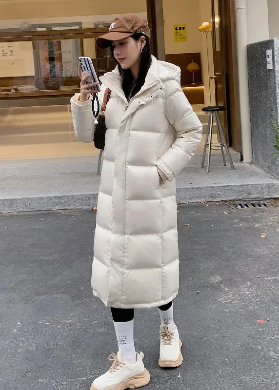 soft wool coats for women -Hooded Knee Length Quilted Down Puffer Coat