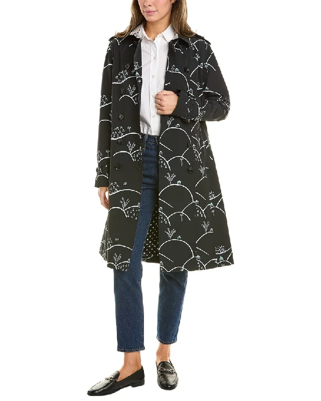 women's winter coats -Jane Post Printed Downtown Trench Coat