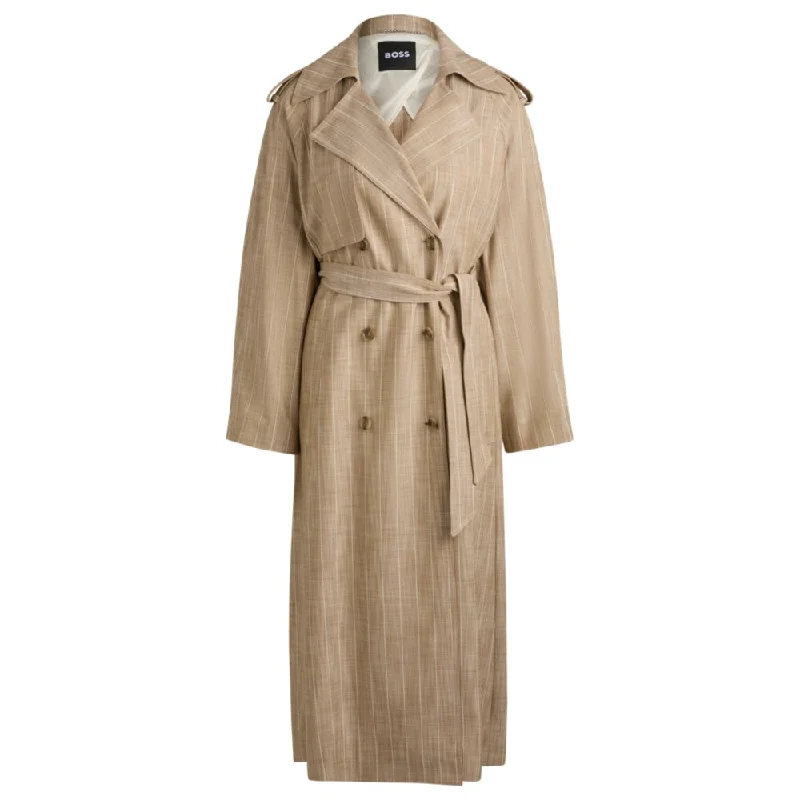 reversible jackets for women -Double-breasted trench coat in pinstripe material