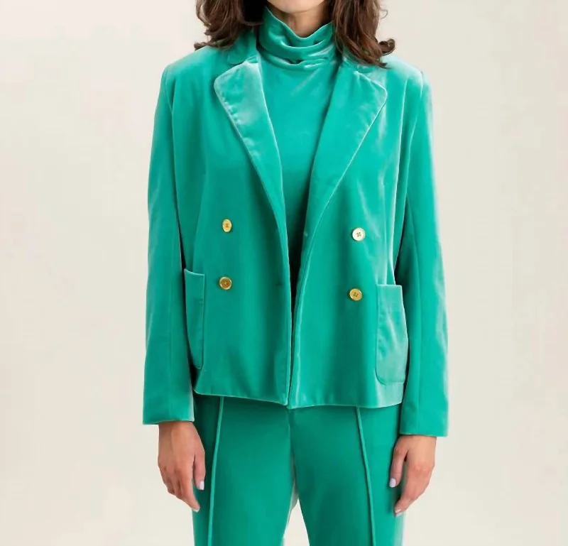 trendy plaid blazers for women -Steph Blazer In Dynasty Green