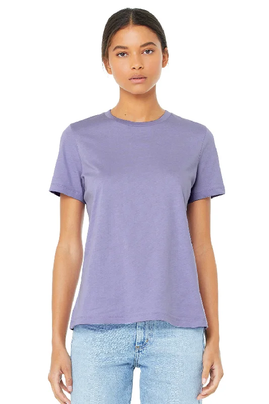 soft touch blouses for women -Bella + Canvas Womens Relaxed Jersey Short Sleeve Crewneck T-Shirt - Dark Lavender Purple