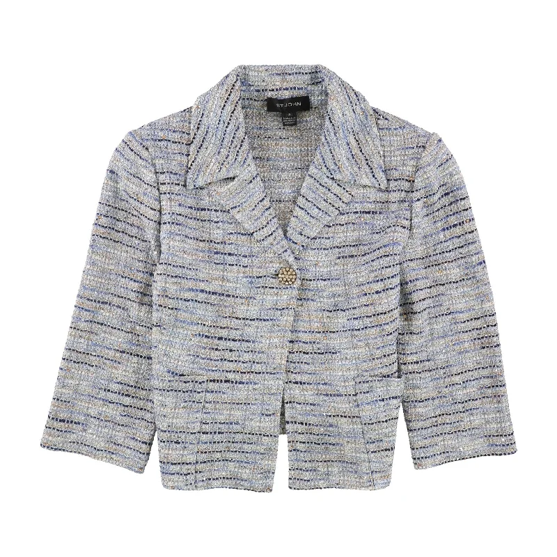 warm winter coats for women -St. John Womens Tweed One Button Blazer Jacket