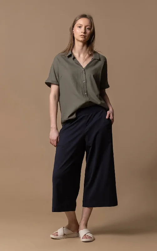 women's high waist pants -WOOL BLEND CULOTTES