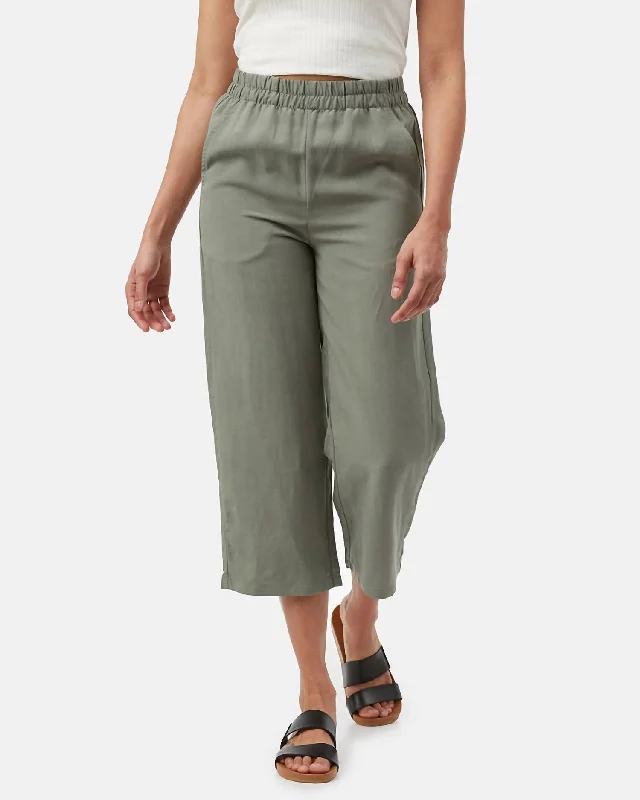 loose fit pants for women -Treelinen Billow Pants In Agave Green