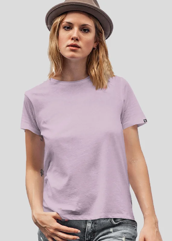 modest tops for women -Women Solid Half Sleeve T-Shirt - Lilac