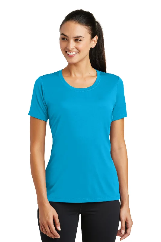 oversized t-shirts for women -Sport-Tek Womens Tough Moisture Wicking Short Sleeve Crewneck T-Shirt - Atomic Blue - Closeout