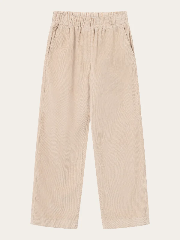 women's track pants -CHLOE barrel high-rise babycord elastic waistband pants - Light feather gray