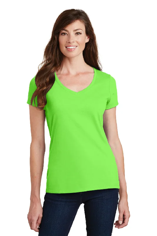 printed shirts for women -Port & Company Womens Fan Favorite Short Sleeve V-Neck T-Shirt - Flash Green - Closeout