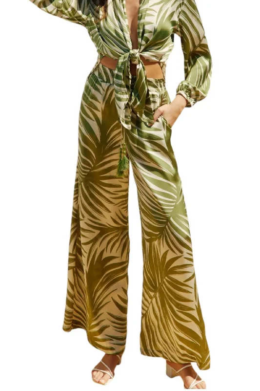 trendy pants for women -Wide Leg Pull On Pants In Tropical Adventures