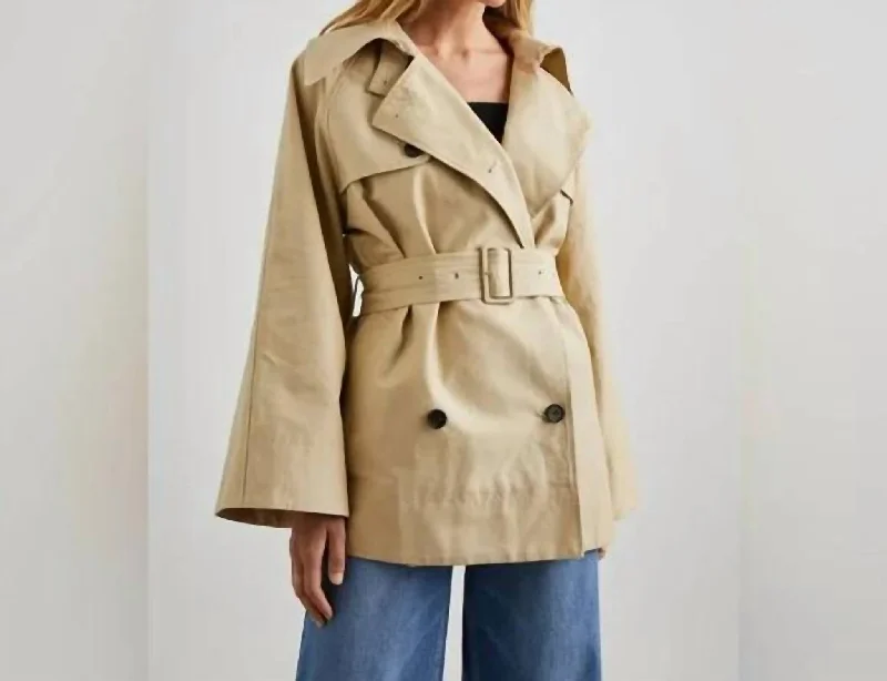 women's double-breasted coats -Lucien Khaki Trench