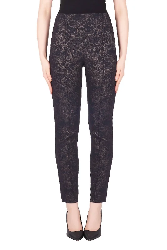 ankle-length leggings for women -Pull On Metallic Pant In Black