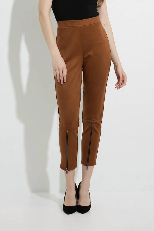 women's chino pants -Faux Suede Pant In Brown