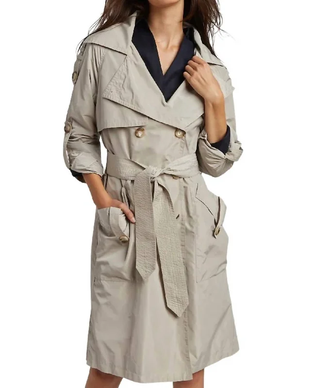 single-breasted coats for women -Raphael Trench Coat In Birch