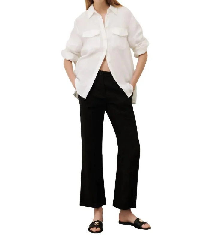 comfortable pants for women -Muschio Linen Pant In Black