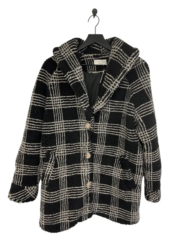 women's quilted jackets -Coat Faux Fur & Sherpa By Z Supply In Black & White, Size: M