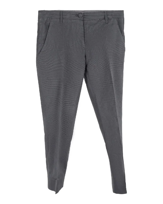 comfortable wide-leg pants -Miu Miu Straight Leg Trousers in Grey Cotton