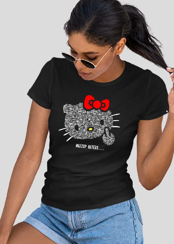 women's henley shirts -Hello kitty Women Half Sleeve T-Shirt