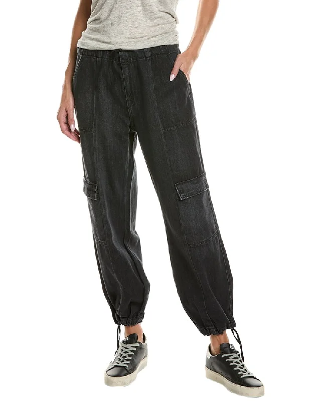 breathable summer pants for women -HUDSON Jeans Black Drawstring Parachute Jean