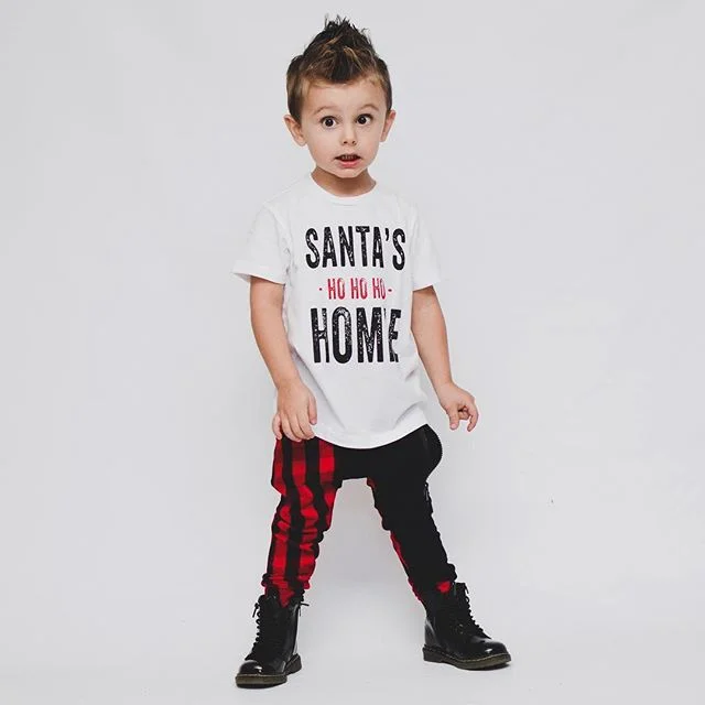 women's fitted tops -SANTA'S HOMIE Letter print t-shirt