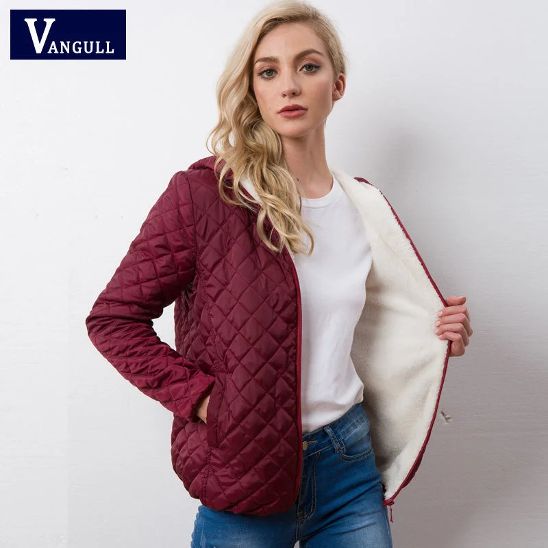 casual hooded jackets for women -Autumn 2018 New Parkas basic jackets Female Women Winter plus velvet lamb hooded Coats Cotton Winter Jacket Womens Outwear coat