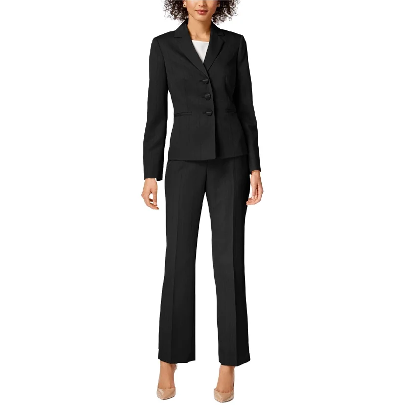 vintage-inspired jackets for women -Le Suit Womens 3 Button Striped Pant Suit, Black, 16