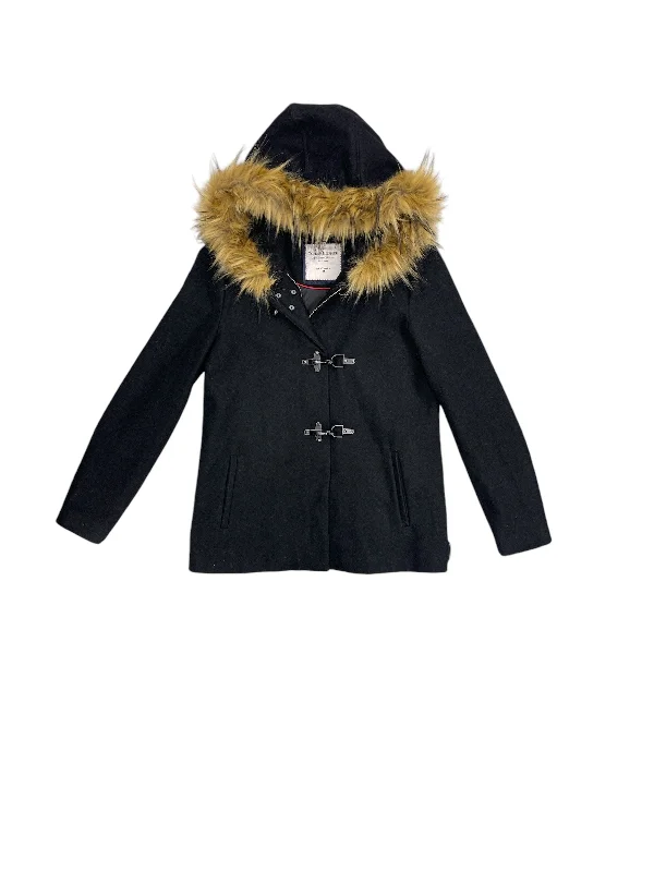 women's double-breasted coats -Coat Other By Tommy Hilfiger In Black & Tan, Size: Xs