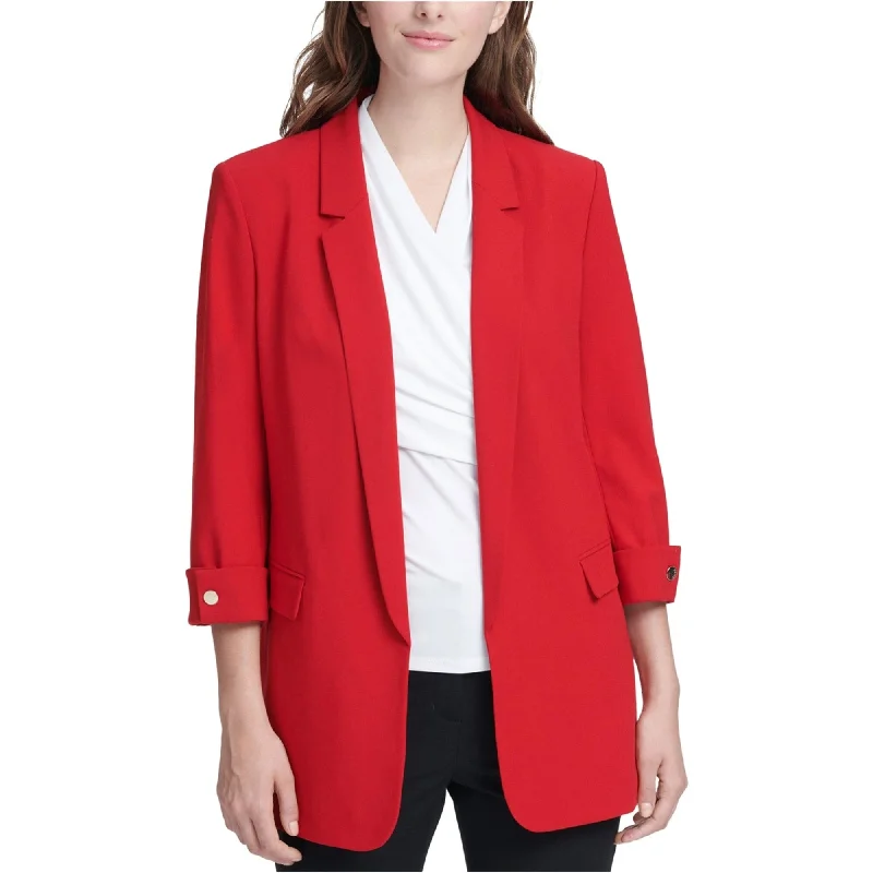 asymmetrical coats for women -DKNY Womens 3/4 Sleeve Blazer Jacket, Red, 2