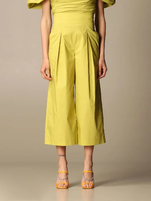 classic fit trousers for women -Teso Cotton Crop Trouser In Lime