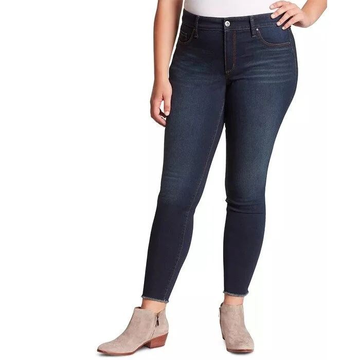 bell-bottom pants for women -Jessica Simpson Women's Trendy Plus Size Kiss Me Skinny Jeans Dark Blue Size 18