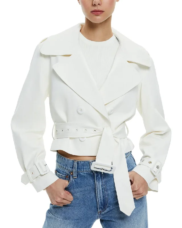 longline coats for women -alice + olivia Keith Cropped Trench Coat