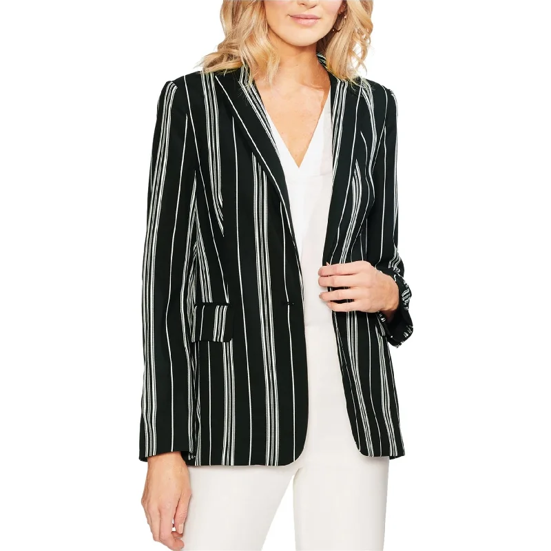 warm fleece parkas for women -Vince Camuto Womens Striped One Button Blazer Jacket