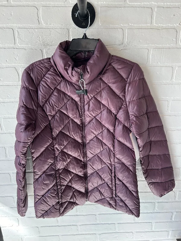 women's faux fur coats -Coat Puffer & Quilted By London Fog In Purple, Size: M