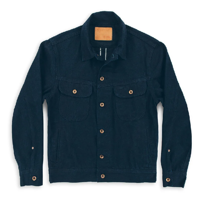 women's puffer jackets -The Long Haul Jacket in Indigo Selvage Twill