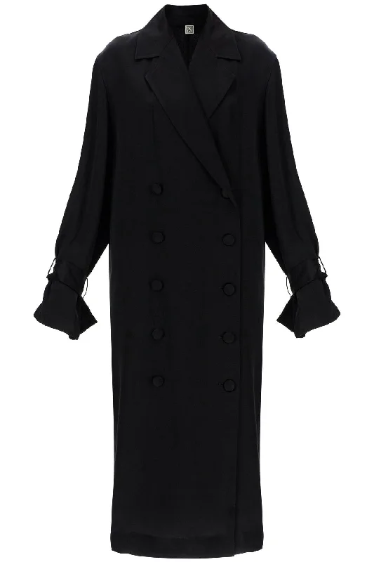 slim fit coats for women -Toteme Women's  Satin Viscose Trench Dress