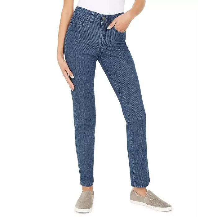 soft touch pants for women -Style & Co Women's Tummy-Control Straight-Leg Jeans Dark Blue Size 14