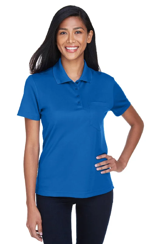 lace-up tops for women -Core 365 Womens Origin Performance Moisture Wicking Short Sleeve Polo Shirt w/ Pocket - True Royal Blue