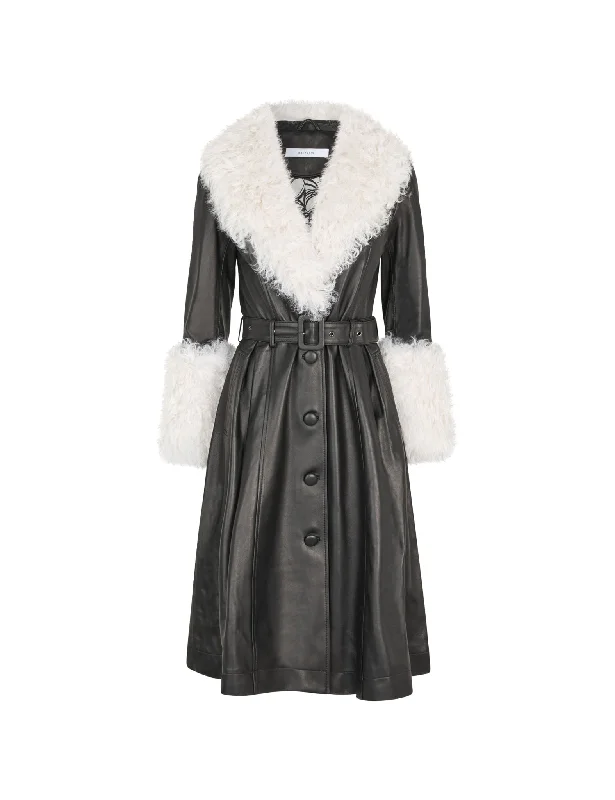 sleeveless coats for women -Foxy Shearling Coat — Black / Cloud