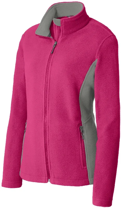 single-breasted coats for women -CLOSEOUT - Port Authority Ladies Colorblock Value Fleece Jacket