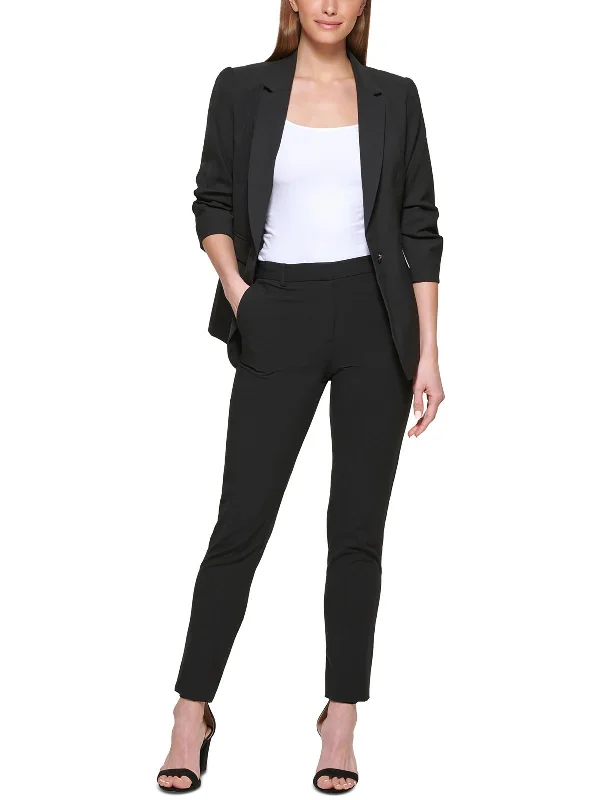 lightweight jackets for women -Womens Collar Polyester One-Button Blazer