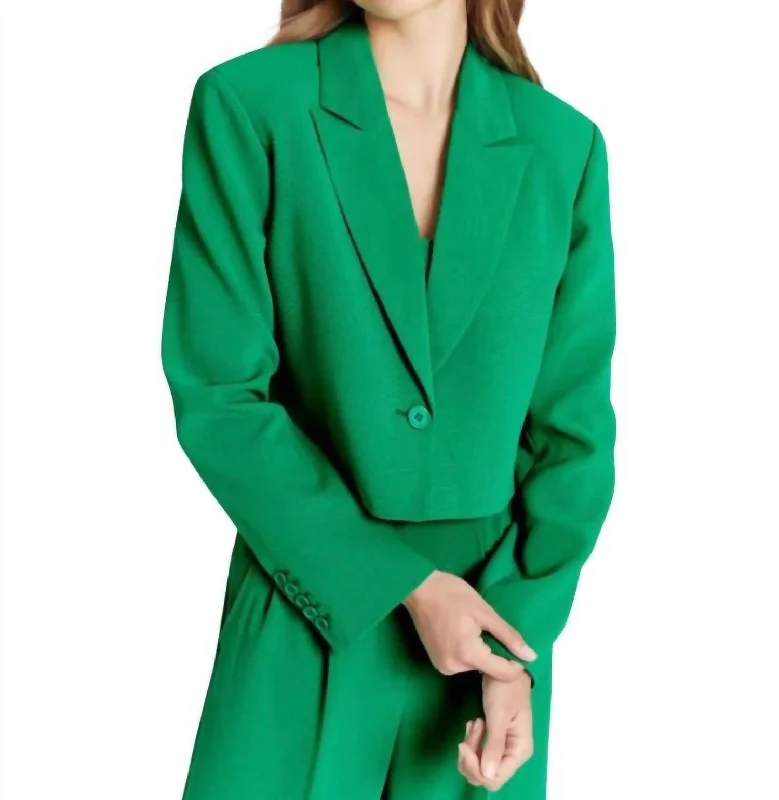 long trench coats for women -Reggie Crop Blazer In Jungle