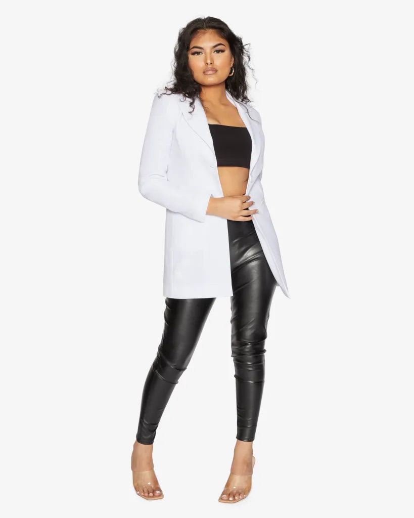 belted trench coats for women -De La Creme Womens Collared Formal Longline Blazer