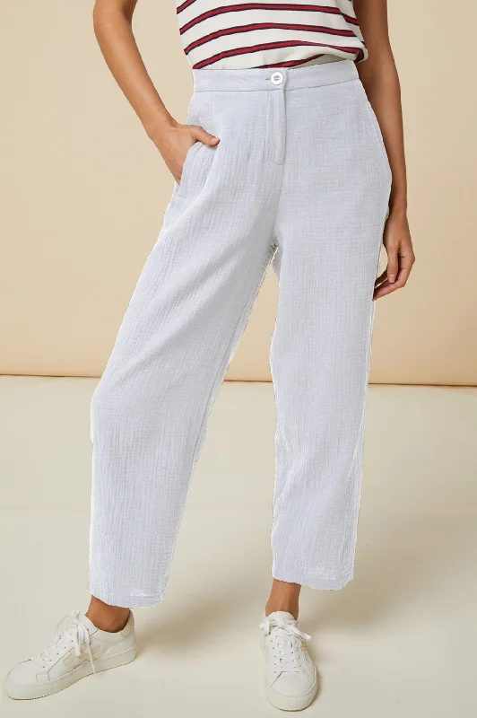 retro-style pants for women -Libby Cheesecloth Trousers | White