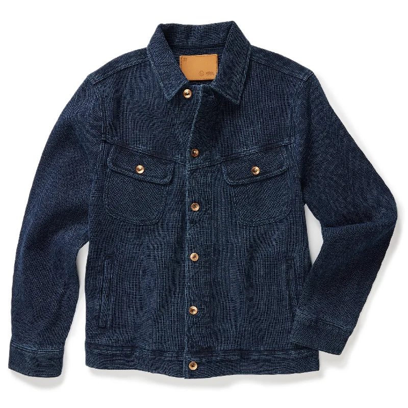 women's quilted jackets -The Long Haul Jacket in Indigo Waffle