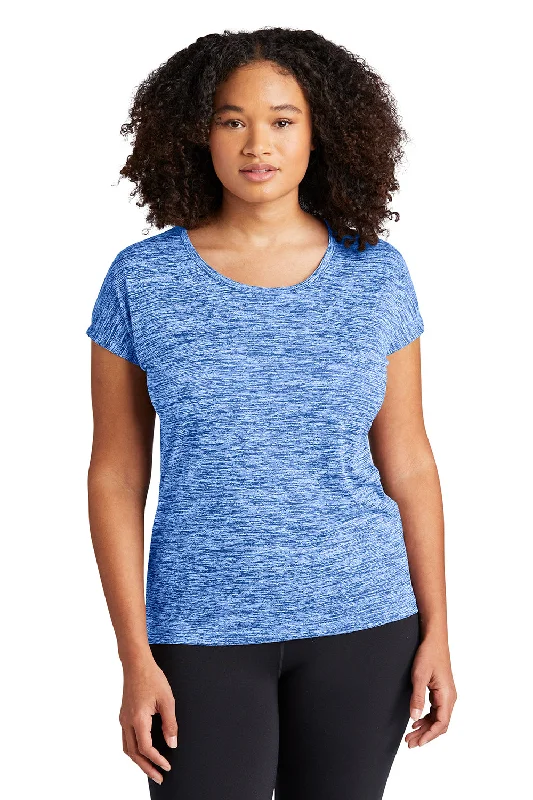 stylish tops for ladies -Sport-Tek Womens Electric Heather Moisture Wicking Short Sleeve Crewneck T-Shirt - True Royal Blue Electric