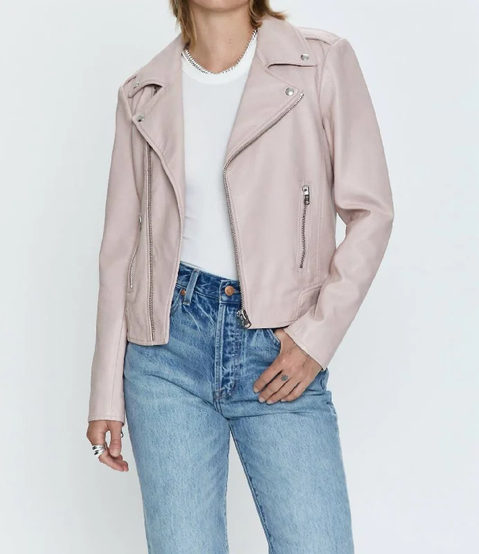 oversized winter coats for women -Nicolette Mod Moto Jacket In Mellow Rose