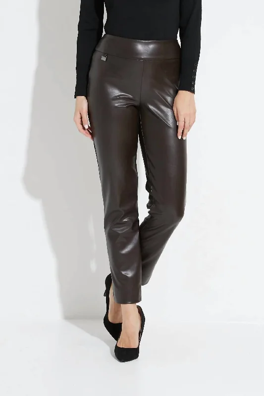 women's yoga pants -Faux Leather Pants In Mocha