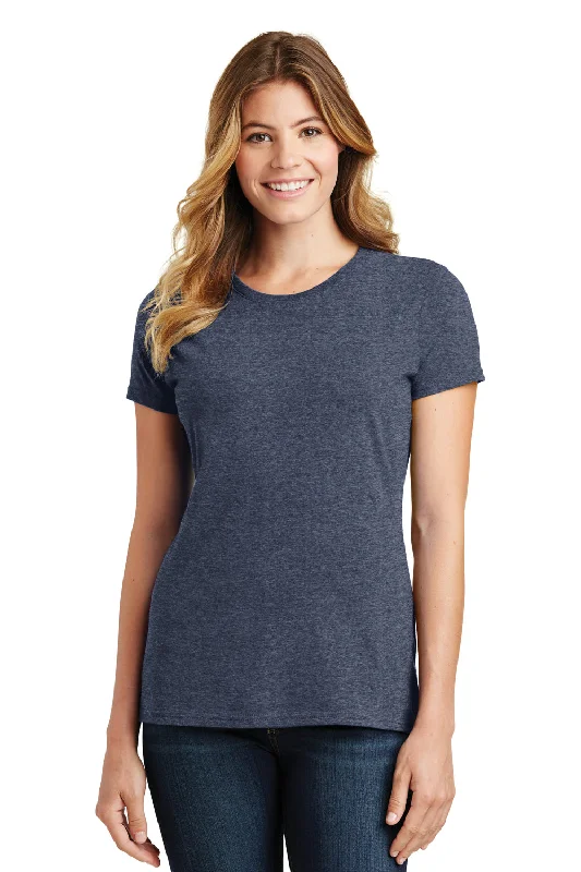 women's pleated tops -Port & Company Womens Fan Favorite Short Sleeve Crewneck T-Shirt - Heather Navy Blue