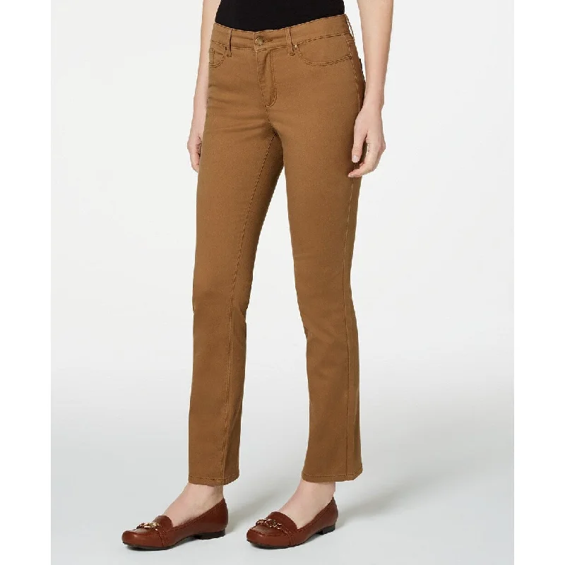 loose linen trousers for women -Charter Club Women's Lexington Straight-Leg Jeans Med Brown Size 14